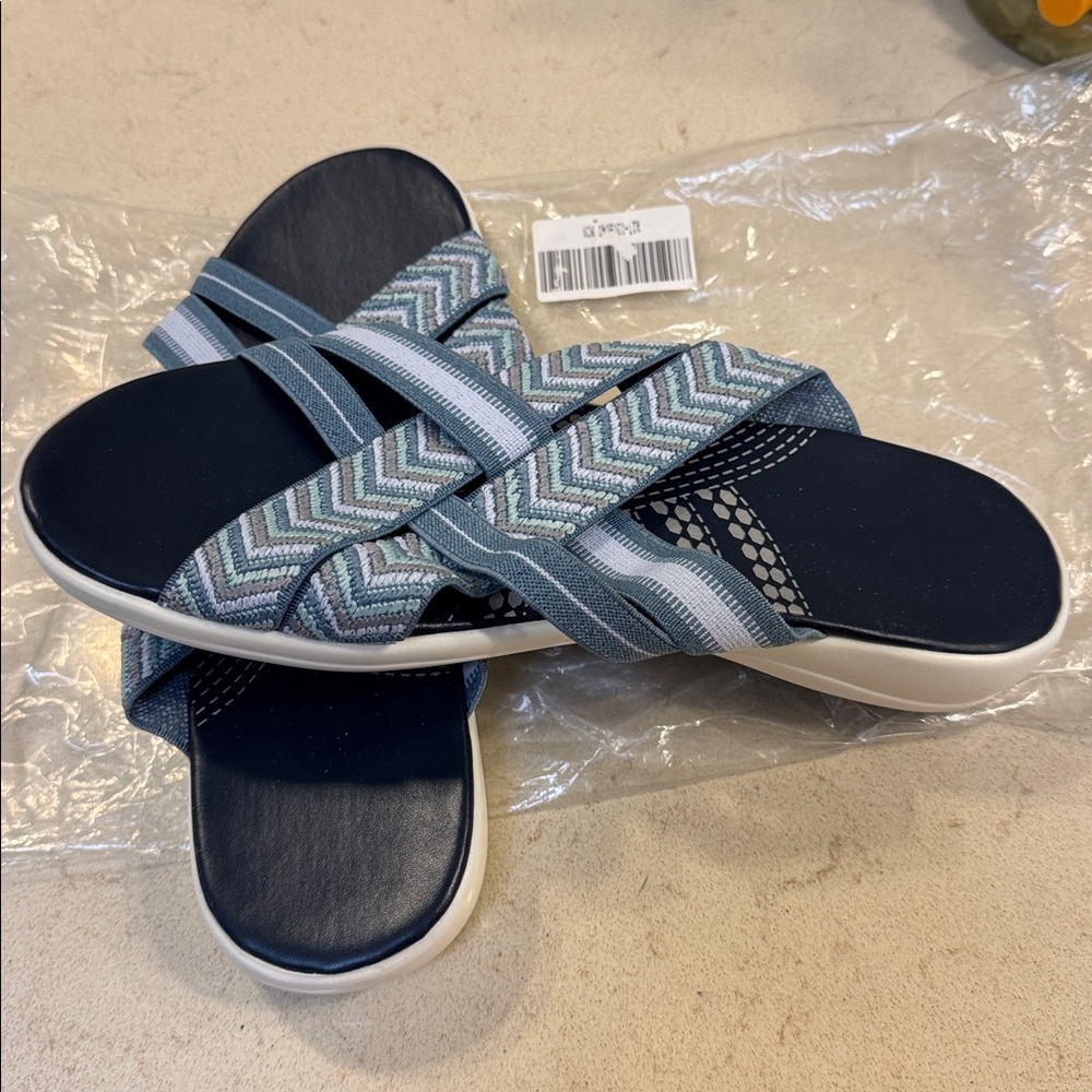 Women’s Blue and White Strappy Sandals
